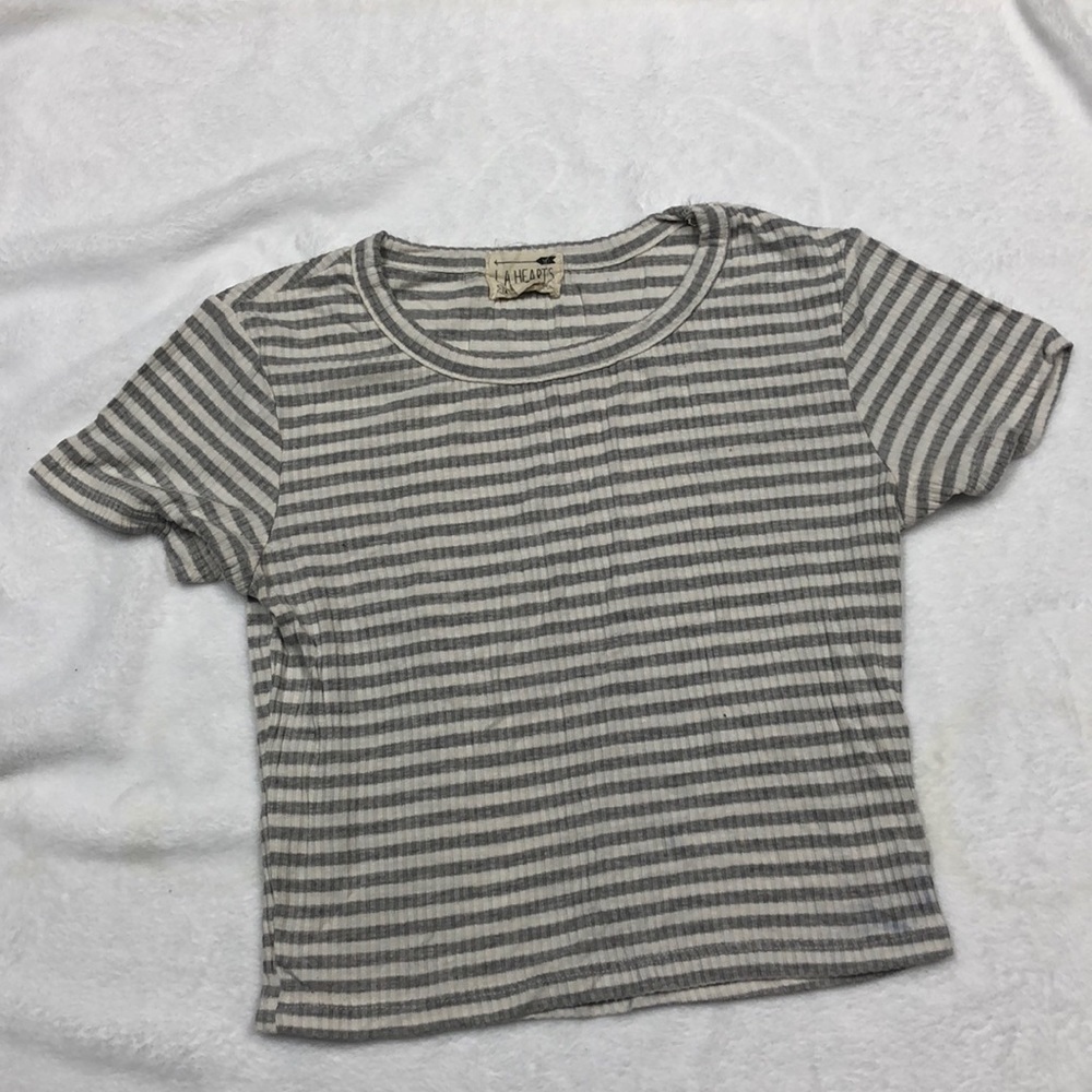 Gray and white striped top